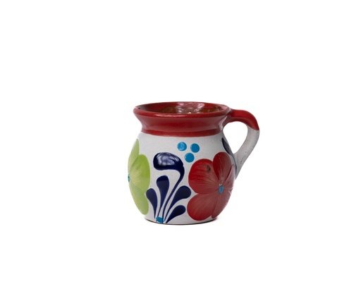 [Jarrito: A Mexican Coffee Mugs (Jarrito), Flower Design, Made in Mexico of Clay] Jarrito